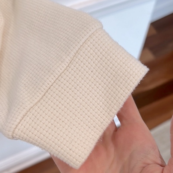 Women's White Half-Zip Sweater organic waffle - Picture 3 of 4